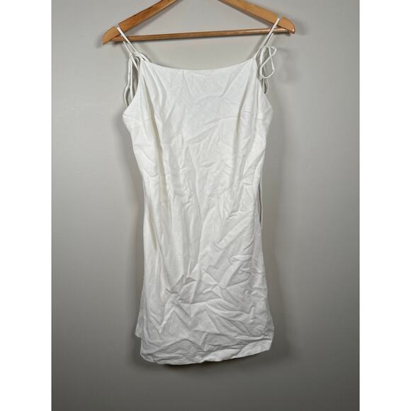 Petal & Pup New Sawyer Mini Dress White Size Large Tie Strap Linen Blend Lined - Picture 3 of 10